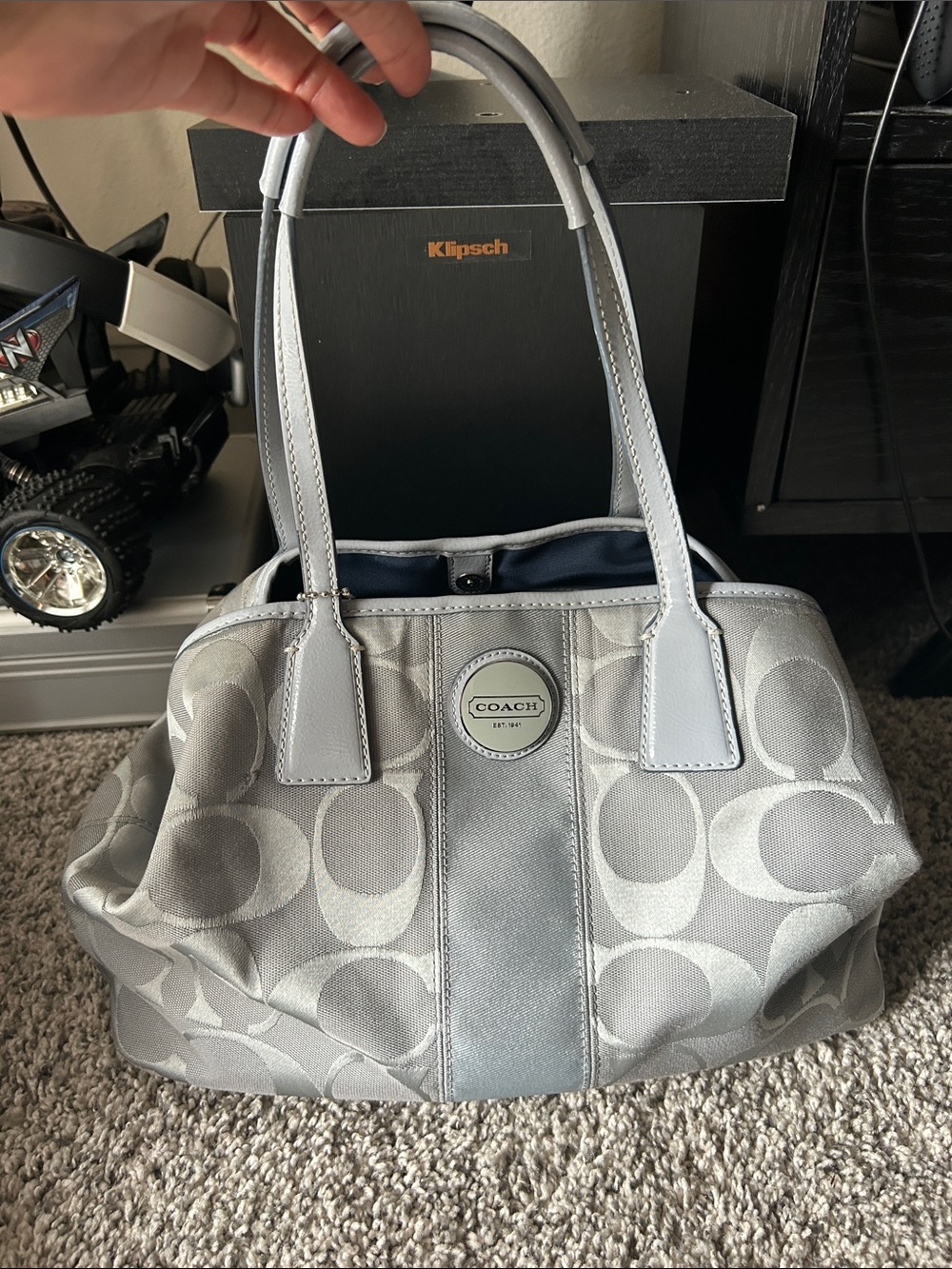 Coach Silver Gray Signature Tote